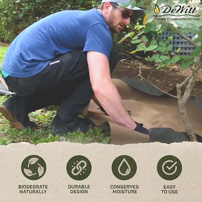 Dewitt Garden Weed Barrier Natural Paper Mulch Black 4 x 300 Feet – Organic Gardening Ground Cover Mat for Vegetable Gardens Beds Greenhouse and Outdoor Planting Areas