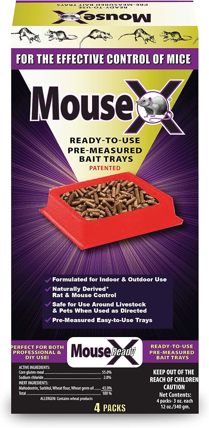 EcoClear Products 620109 MouseX Ready-to-Use Pre-Measured 3 oz. Bait Trays 4-Pack