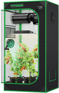 VIVOSUN S224 2x2 Grow Tent 24x24x48 High Reflective Mylar with Observation Window and Floor Tray for Hydroponics Indoor Plant for VS1000