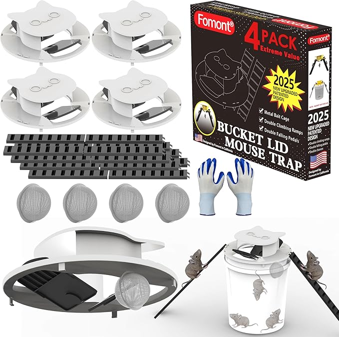 2025 New Improved Bucket Lid Mouse Trap Rat Trap-Metal Bait Cage-Automative Reset-5 Gallon Bucket Fit