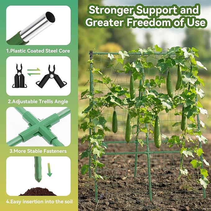 2 Pack Cucumber Trellis 34×48 Garden Trellis for Climbing Plants Outdoor A-Frame Vegetable Trellis for Raised Bed Support for Tomatoes Squash Zucchini Vegetables &amp Flowers