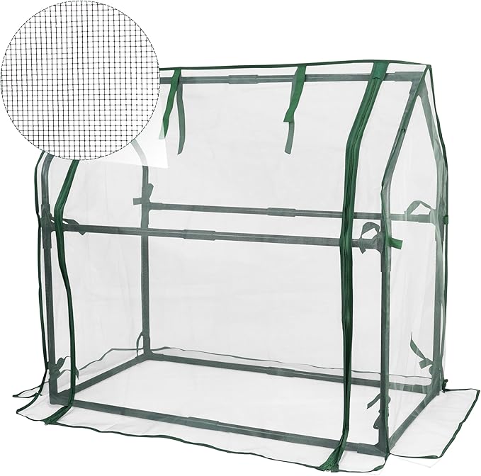 Gardzen Mini Greenhouse with Mesh Cover Portable Outdoor Greenhouse Enhanced Ventilation Ideal for Spring Summer &amp Fall 36.2(L) x18.9(W) x33.3(H)