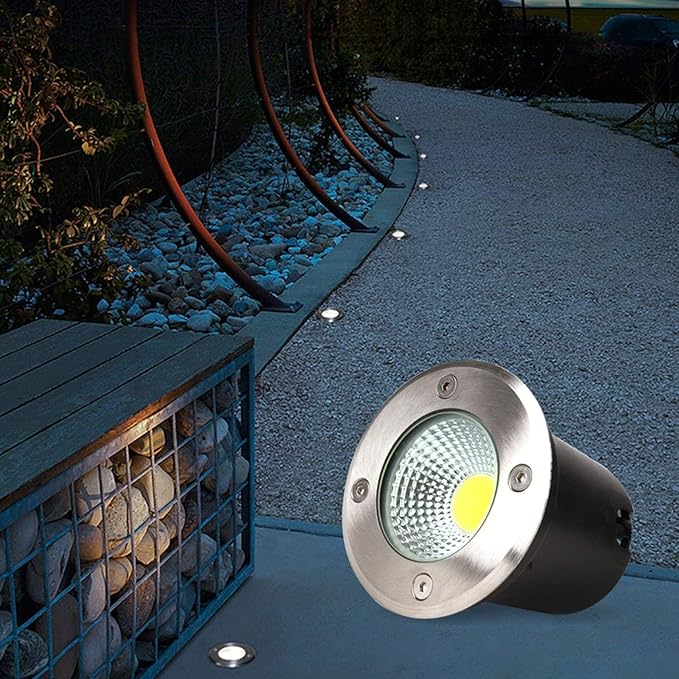4PCS Round Landscape Light - 3W Outdoor Floor Spotlight IP67 Waterproof Outdoor Recessed LED Spotlight Outdoor Step Garden Floor Spotlights LED Beam Spotlight for Lawn Garden Hotel ( Color