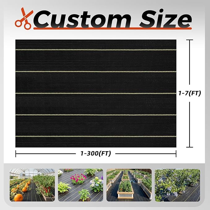 Shade&ampBeyond 13ftx115ft Weed Barrier Fabric 3.5oz Heavy Duty Permeable Landscape Fabric Woven UV Resistant Ground Cover with Staples for Gardens/Yards/Landscaping