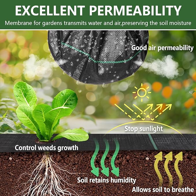 4FT*100FT Landscape Fabric Weed Barrier Fabric Heavy Duty Weed Gardening Ground Cover Mat Weed Control Garden Cloth Woven Geotextile Fabric for Underlayment Commercial Driveway Fabric Black