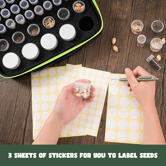 ProCase 41 Slots Seed Storage Organizer Sorter Box Sturdy Seed Bank Saving Kit Container for Garden Vegetable Plant Flower Seed Keeper Set with Label Stickers Funnel 3 Size of Bottles 1 oz 3 oz 5 oz