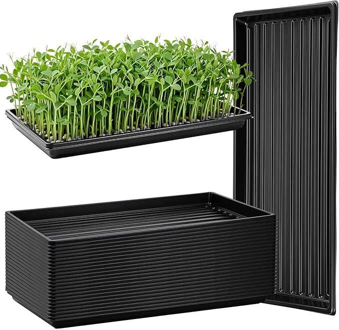 Vesici 20 Pack 1020 Seed Starting Tray Heavy Duty Plant Growing Flat Seedling for 72/128 Cell Plug Plant Nursery Tray No Hole Germination Transplant for Microgreens Gardening Greenhouse (L)