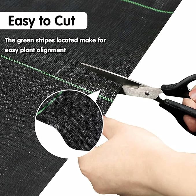 3.175oz 4x50 Feet Weed Barrier Landscape FabricHeavy Duty Weed Barrier Woven Weed Control Fabric Gardening Mat with 20Pcs Garden Sod Staples and Pads for Outdoor Garden Lawn Supplies