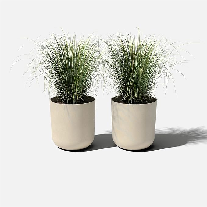 Veradek Round Lima Plastic Planter Pots for Indoor/Outdoor Garden Use Sand Color 5 Year Warranty