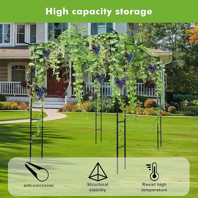 118'' L x 79'' W x 90.5'' H Grape Vine Trellis - Large Outdoor Garden Arch Trellis Plant Climbing Pergola Used for Arbour Gazebo Trellis for Backyard Decoration