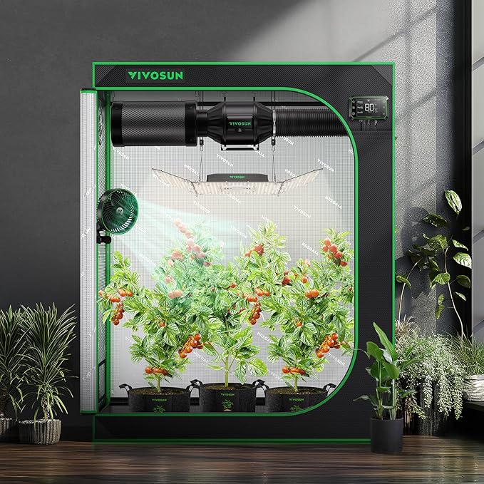 VIVOSUN S425 2x4 Grow Tent 48x24x60 High Reflective Mylar Grow Tents with Observation Window and Floor Tray for Hydroponics Indoor Plant for VS2000
