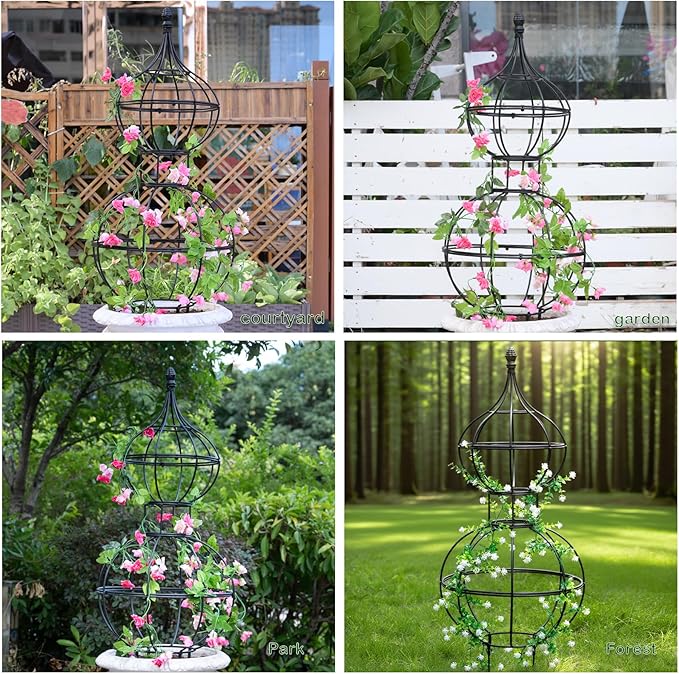 47x17 Metal Obelisk Trellis for Climbing Plants | Unique Outdoor Support for Rose Bushes and Tall Vines | Durable &amp Weather-Resistant Garden Decor