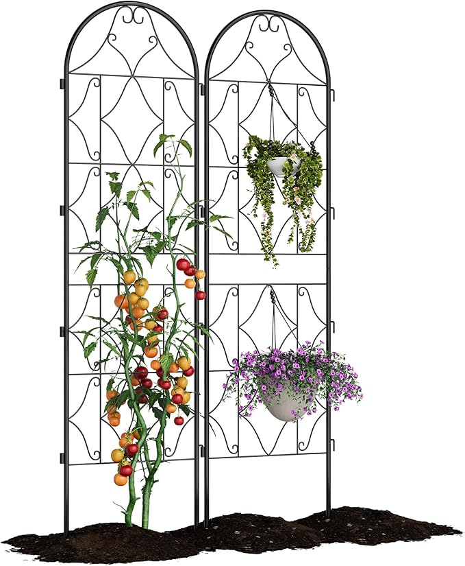 2 Pack Metal Trellis for Climbing Plants Outdoor 75x22In Garden Trellis for Vegetables/Vines/Flowers - Black Arch Plant Trellis Outdoor Rustic Patio Garden Trellis for Climbing Plants