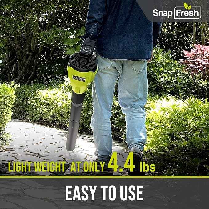SnapFresh Leaf Blower Cordless - 350 CFM Electric Leaf Blower with 4.0Ah Battery &amp Fast Charger - Lightweight &amp 2-Speed - 20V Battery Powered Leaf Blowers for Lawn Care/Yard/Garden/Patio