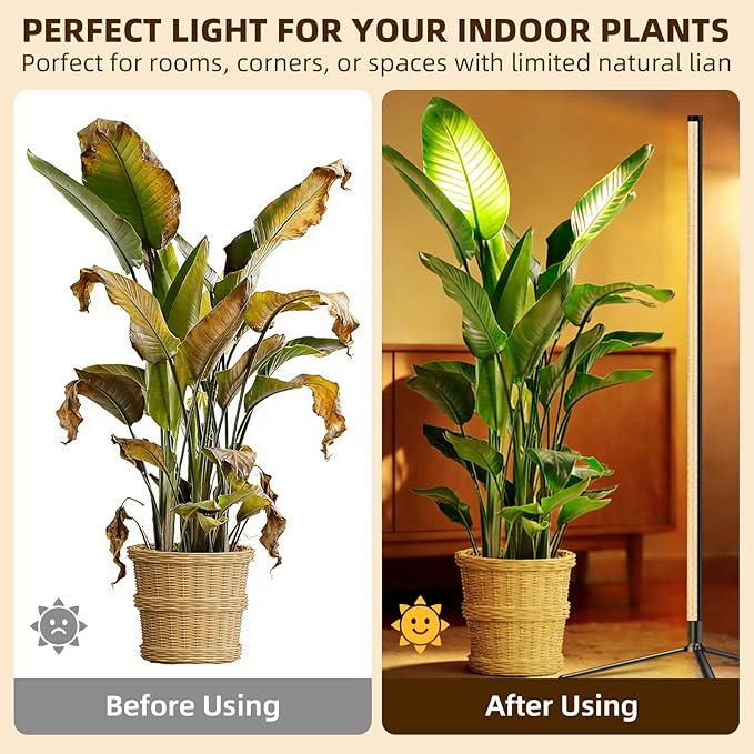 2PCS T8 LED Standing Grow Light for Indoor Plants with Timer 42W Full Spectrum Plant Light with 243 LEDs 4FT Height Tripod Stand Wide Coverage Floor Grow Lamp
