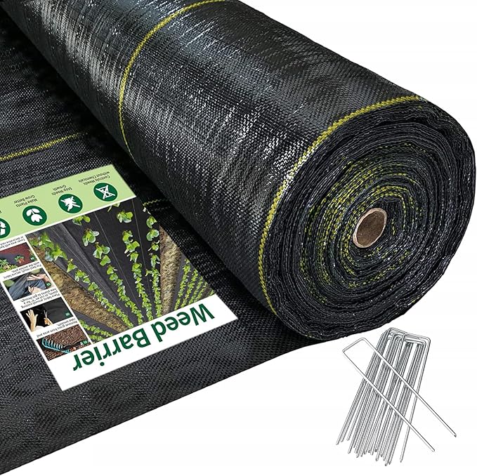 3'X100' Black Weed Control Fabric Heavy Duty 70g for Garden Yard Commercial Driveway and Vegetable Planting (1 Pack)