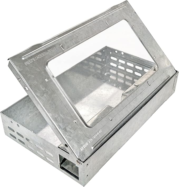 Humane Mouse Trap 2-Pack – No Winding or Resetting Non-Jamming Clear Window View Silver No-Kill Indoor Mouse Traps Preferred by Professional Pest Controllers