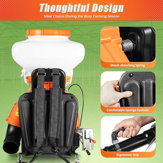Backpack Sprayer 3.7gal Fogger Sprayer Garden Sprayer Agricultural Mist Duster Sprayer for Vegetable Sheds Orchards Garden Orange