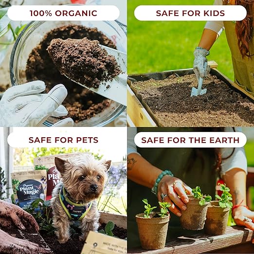 Organic Plant Magic Compressed Organic Potting Soil for Garden Plants &amp Vegetables + Truly Organic™ Slow Release Granular Fertilizer