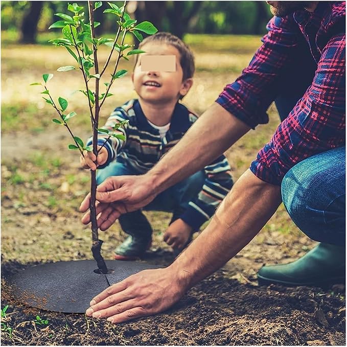 10pcs Black Non Woven Fabric Tree Mulch Lock up Protector Mat Reusable Weed Barrier for Control Root Protection(42CMX42CMX5CM)