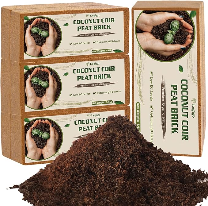 Legigo 8 Pack Coco Coir Bricks (11.2lb) 100% Organic Coconut Coir Fiber Potting Soil for Plants Compressed Coco Peat Seed Starter Coconut Husk Potting Mix for Indoor &amp Outdoor Plants Gardening
