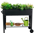 Raised Garden Bed with Legs and Wheels Removable for Outdoor 31.6 * 14.6'' Metal Planter Raised Box for Growing Vegetables Herb Flower in Patio(Black)