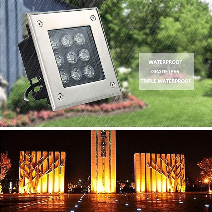 4PCS Underground Light LED 85-265V Landscape Lights IP67 Waterproof Path Light Underground Light LED Landscape In-ground Well Lights Decorative SpotlightWhite Light-12W