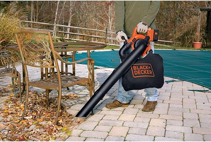 BLACK+DECKER Leaf Blower Cordless Leaf Vacuum and Mulcher Combo Kit Battery and Charger Included 40V 120 mph Air Speed 6-Speed Dial Built-in Scraper with Collection Bag (LSWV36)