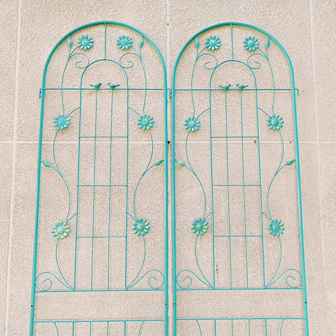 Metal Garden Trellis for Climbing Plants Vines Rose Rustproof Trellis for Outdoor Decor Garden Backyard Patio Outdoor Flower Support Easy Assembly 86.7 x 19.7 (Green 2 Pack)