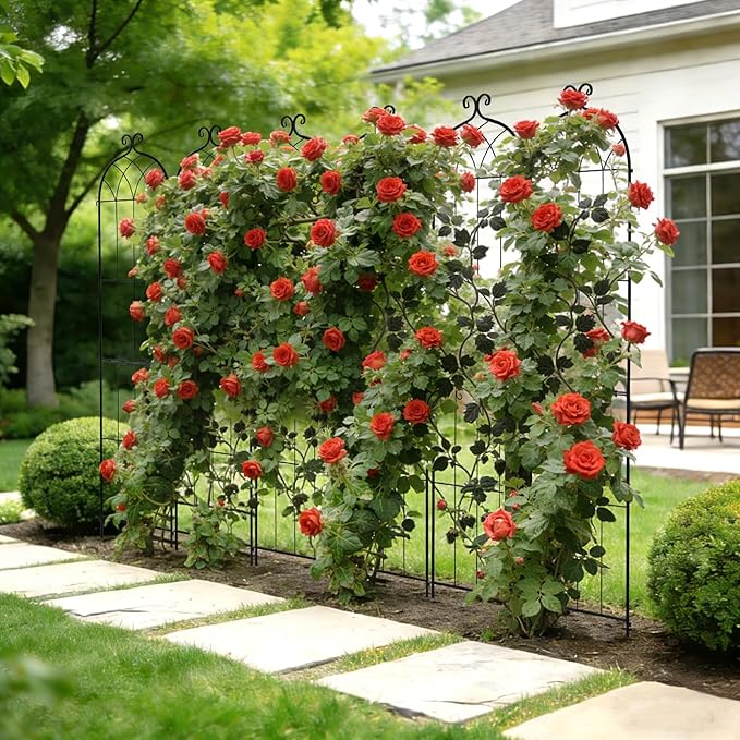 VEVOR Garden Trellis 87 x 20 inch Rose Trellis 2 Packs Garden Flower Rose Trellises with Powder-Coated Finish &amp Convenient Locking Design Plant Support Trellises for Flowers Vegetables Roses