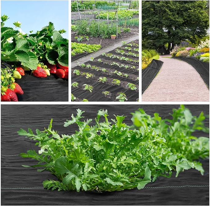 ABQ Weed Barrier Landscape Fabric 2.67Ft×300Ft (780sqft) 3.2oz Heavy Duty Weed Block Gardening Mat Garden Weed Control Ground Cover Cloth Fabric for Outdoor Underlayment Driveway