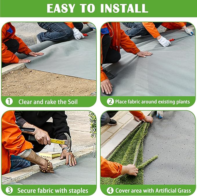 SUNTURF 6FT x 300FT Weed Barrier Control Fabric Ground Cover Membrane Garden Landscape Driveway Weed Block Nonwoven Heavy Duty Weed Block Gardening Ground Cover Mat