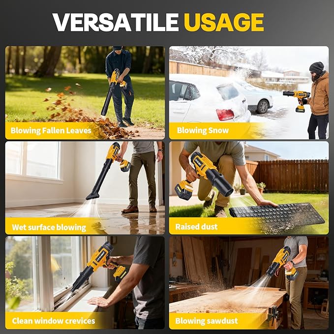 Cordless Leaf Blower with 2 X 4.0Ah Batteries and ChargerBattery Powered Blower800000RPMHandheld Leaf Blower for Lawn Care PatioCar Drying Leaves &amp Dust