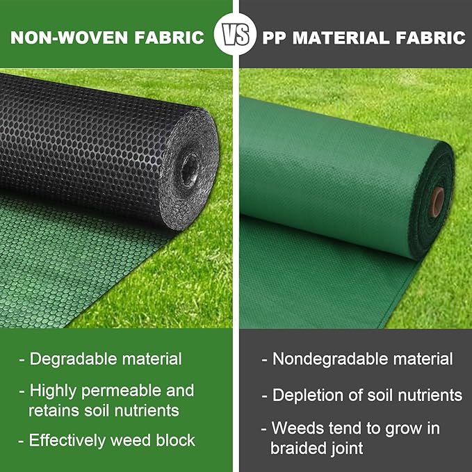 3x100ft Weed Barrier Fabric &amp Landscape Fabric5.8oz Heavy-Duty Non-Woven Ground Cover Easy Setup Weed Control Mat for Garden Yard Farm Orchard Fruit Trees