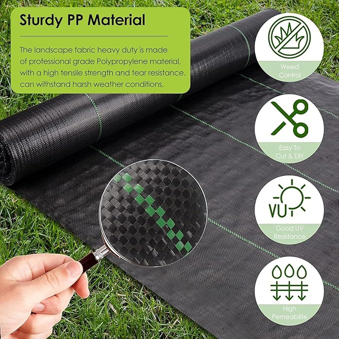 High Permeability Weed Block Gardening Ground Cover Mat1 1.2 M Wide Weed Barrier Driveway Cover Heavy Duty Weed Control Garden Cloth Roll(W*L 1.2x100m/3.9x328ft)