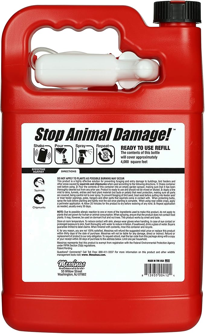 Squirrel Stopper Repellent Spray - Chipmunk &amp Squirrel Deterrent for Bird Feeders Garden &amp Homes - Weather-Resistant Formula - Scent Taste &amp Touch Barrier - Safe Around Kids &amp Pets -