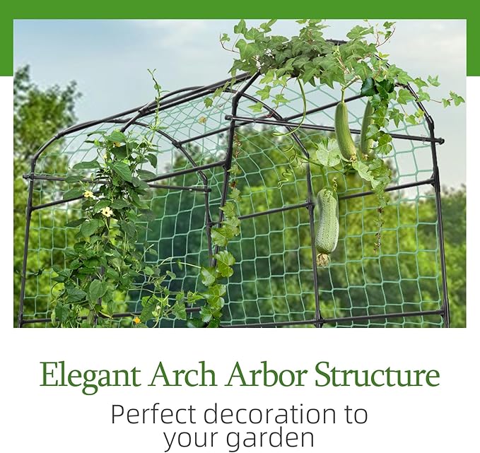 Garden Arch Arbor Trellis for Climbing Plants Outdoor 7.8 ft Extra Tall Cucumber Trellis Raised Bed Climbing Vine Plant Support Grape Vegetable Tomato Pumpkin Peas Bean Black