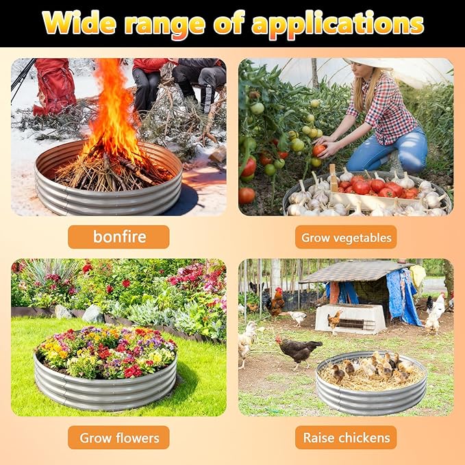 5FTx5FTx1FT Galvanized Raised Garden Bed Planter Raised Garden Beds Outdoor Round Raised Garden Beds for Gardening Vegetables