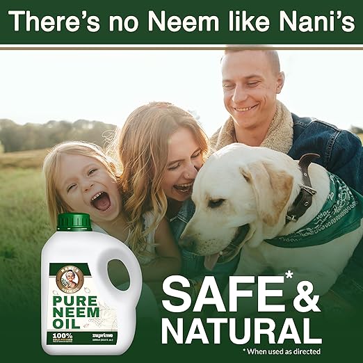 Nani's Pure Neem Oil for Plants Concentrate - Dilute for Use as Organic Neem Oil Spray for Plants Outdoor &amp Indoor Use - 100% Cold Pressed - Horticultural Enhanced Plant Health &amp Shine Need (