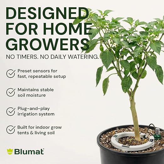Grow Tent Drip Irrigation System - Blumat Watering Kit for 1 Extra Large Pot (30-90 Gallon) - Automatic Grow Tent Watering System with Efficient Preset Blumat Sensors (Bucket not Included)
