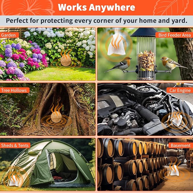 Squirrel Repellent Balls 10 Pack Natural Plant-Based Formula Long-Lasting Outdoor Animal Deterrent Repel Skunk Chipmunk &amp Raccoon for Yard Garden Attic &amp Car Engine