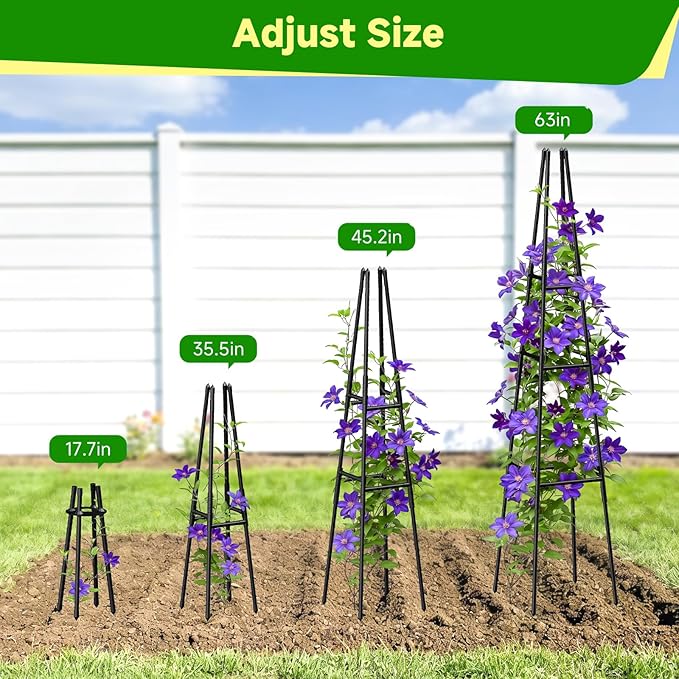 2 Pack Garden Obelisk Trellis for Climbing Plants Outdoor Indoor Pots Plant Trellis for Climbing Plant Support for Climbing Plants Garden Trellis for Indoor Potted Plants Vines Climbing Rose