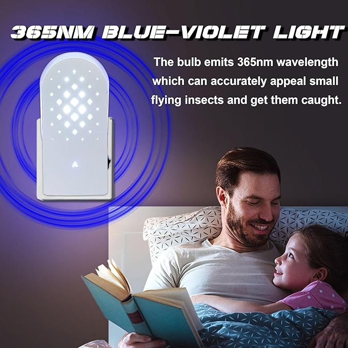 2 Packs Plug-in Mosquito Traps with 10 Glue Boards Indoor Wall Insect Catchers with 365nm Blue-Violet Lights for Mosquitos Moths Fruit Flies Gnats and Other Small Flying Bugs