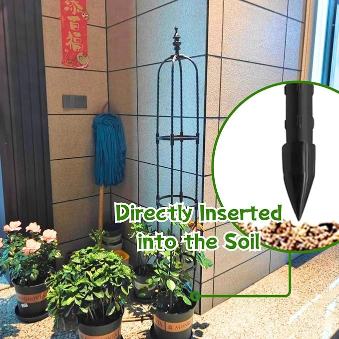 Garden Trellis for Climbing Plants Garden Obelisk Trellis 2 3 4 5 6 Ft Tower Obelisk Frame Multi-Use Plant Support Shelf Outdoor Potted Plant Support Vertical Supports Vines Rose(Black25 x 90cm/0.8