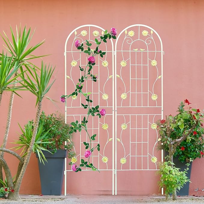 Garden Trellis 4 Pack Metal Garden Trellis Outdoor Trellis 71 x 19.7 Rustproof Trellis for Climbing Plants Outdoor Flower Vines Plant Rose Vegetable Support