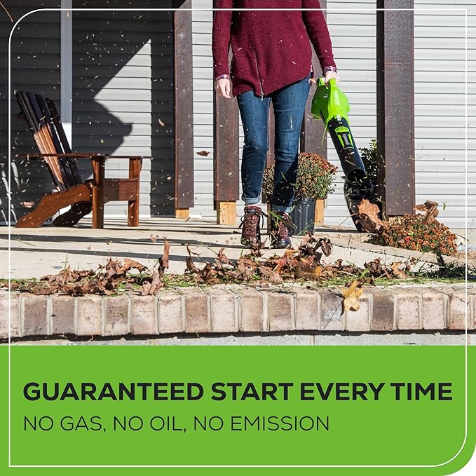 Greenworks 40V (100 MPH / 350 CFM) Cordless Axial Leaf Blower 2.0Ah Battery and Charger Included