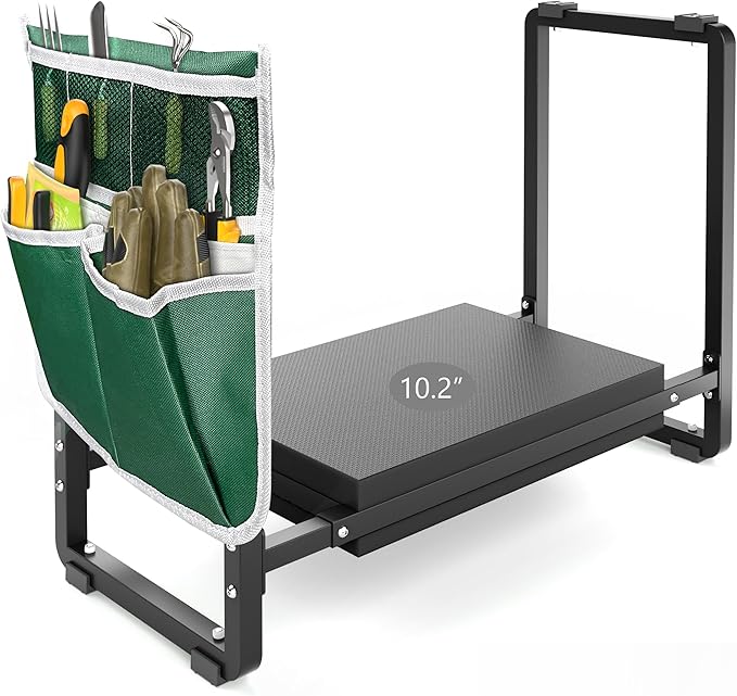 FLINTER Garden Kneeler and Seat 10.2 Wider Heavy Duty Thick Gardening Bench for Kneeling and Seat - Multifunctional Kneeler Bench Gardening Gifts for Women Seniors Grandparents Black