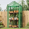 Bamworld 22 Lx16 Wx66 H Mini Greenhouse for Indoor Outdoor Small Green Houses with 3-Tier Plant Shelves Portable with Green PE Cover for Garden and Backyards Ideal Gardening Gifts for Lovers
