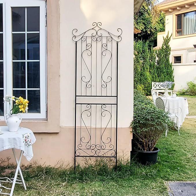 1 Pack Trellis for Climbing Plants 82.7 H x 26.7 W Tall Garden Trellis Wrought Iron Heavy Scroll Metal Decoration Lawn Patio for Rose Clematis Ivy Weather Resistant