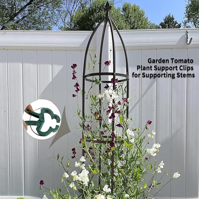 Garden Obelisk Trellis for Climbing Plants Outdoor 6.3 Feet Tall Rose Heavy Duty Metal Trellis Plant Support for Vines Clematis Flowers Bronze